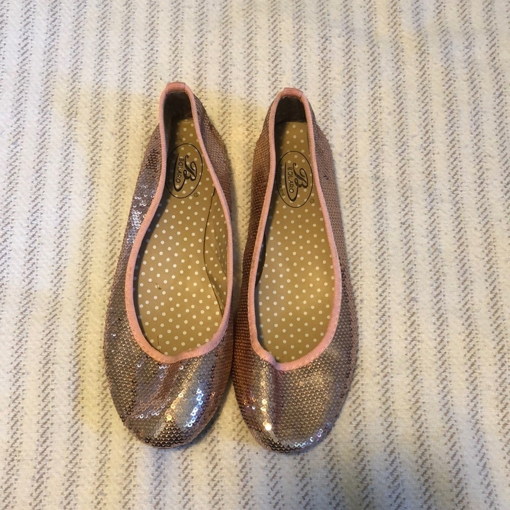 Bolaro by Summer Rio Gold Sparkly Sequins with Pink Trim Ballet Flats  6
